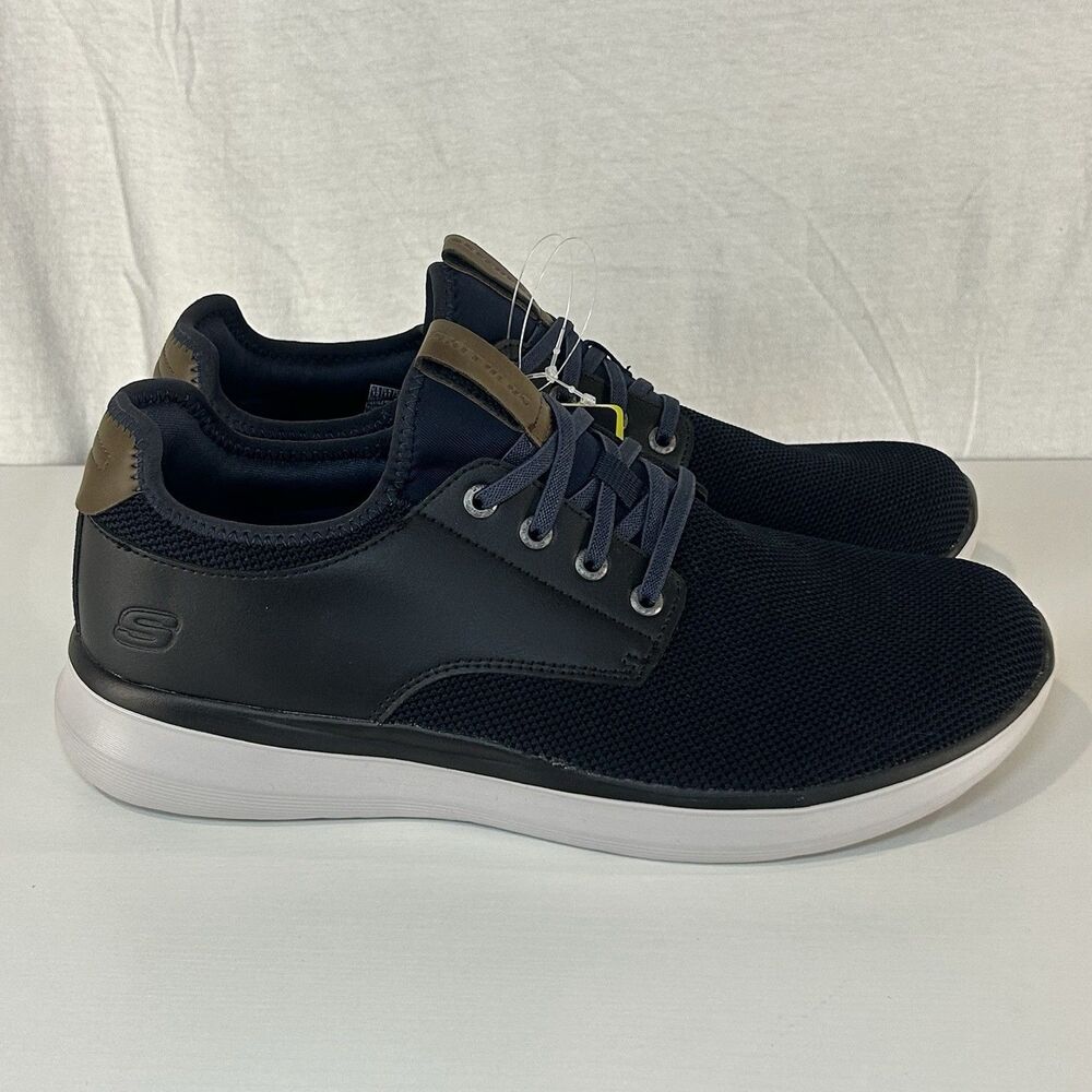 Skechers Goga‎ Mat Relaxed Fit Mens Size 12 Black Navy Shoes Sneakers 58817 New
